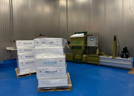 Compacteur de polystyrène GREENMAX et blocs densifiés